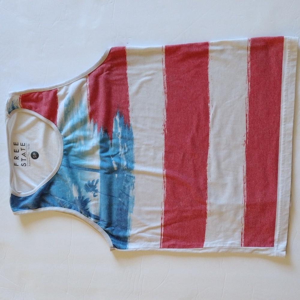 Free State Tank Top Men S Blue Red White American Banner Patriotic Beach Summer‎